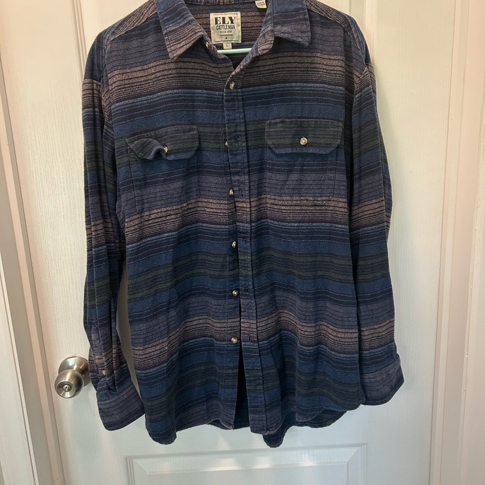 Ely Cattleman Men's Blue Striped Shirt
